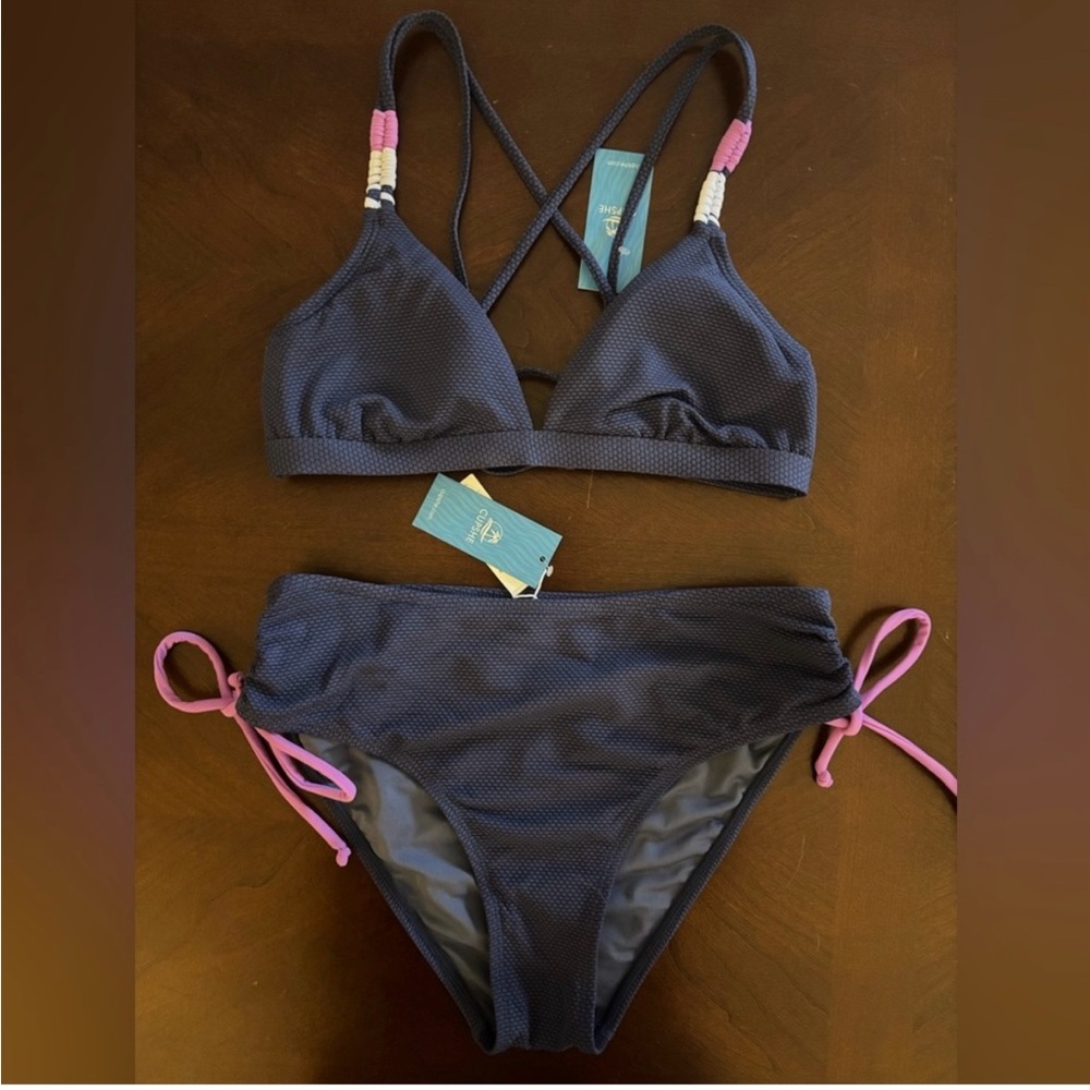 Cupshe Navy and Pink Bikini Set